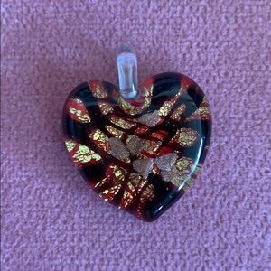 Hand blown glass heart pendant